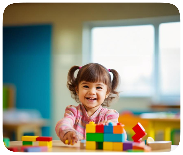 Child playing with building blocks